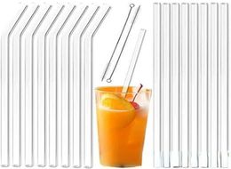 Clear Glass Straw 2008mm Reusable Straight Bent Glass Drinking Straws with Brush Eco Friendly Glass Straws for Smoothies Cocktail2513215