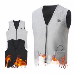 winter USB Heated Vest 3-speed Adjustable Temperature Self-heating Vest Wable Sleevel Heating Jacket for Outdoor Sport 48nP#