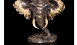 Copper Brass CHINESE crafts ation Asian Modern Sculpture Bronze Statuette Feng Shui Statue Elephant Head Bust Sculpture Bronze8368394