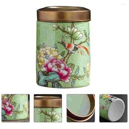 Storage Bottles Enamel Tea Canister Jar Food Ceramic Leaf Container Holder Portable Candy