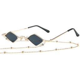 Fashion Designer Women Men Sunglasses Metal Frame Luxury Diamond Shaped With Chain Sun Glasses UV4007900340