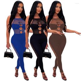 Beach Suit Summer Dress Cover Up For Women Luxury Hollow Out Burning Sexy Nightclub Jumpsuit Solid Polyester Swim Wear