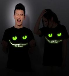 Black Noctilucent Print Dark Devil Cheshire Cat Night Light Short Sleeve Men039s Women039s Novelty Funny Luminous T Shirt Su8320358