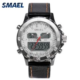 SMAEL Sport Watches Waterproof Genuine Dual Display Quartz WristwatchesCool Man Clock Fashion Smart Digital Watch LED Men 1281282d