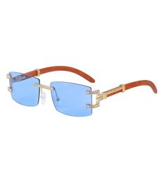 red fashion sport sunglasses diamond for men unisex mens women rimless new retro imitation wooden leg ladies frameless men trendy 1070724