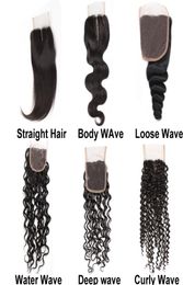 Meetu Cheap 8A Brazilian Virgin Human Hair 44 Swiss Lace Closure Straight Hair Body Loose Deep Curly Water Wave Middle Three1538998