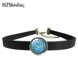Pendant Necklaces Hot Summer Avatar The Last Airbender Glass Dome Leather Choker Necklace Kingdom NecklaceC24326