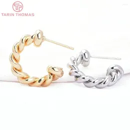 Stud Earrings (8236) 4PCS 19MM 24K Gold Colour Brass Round Twisted High Quality Jewellery Findings Accessories Wholesales