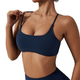 NCLAGEN Ladies Sports Bra Sexy Criss Cross Straps Back High Support Impact Yoga Underwear Running Fitness Gym Padded Bralette