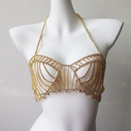 Stage Wear Dance Accessories Multi-Tasseled Rhinestone Bra Chain