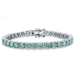 Lustre Factory Price 5mm Blue Green Moissanite Chain 925 Sterling Silver Moissanite Tennis Bracelet For Gift