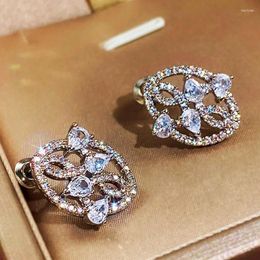 Stud Earrings CAOSHI Temperament Women's With Shinning Crystal Delicate Design Wedding Accessories Chic Anniversary Gift Jewellery