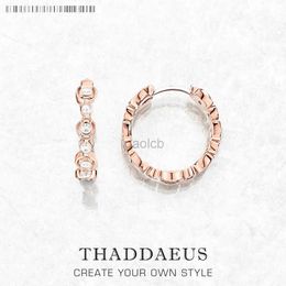 Hoop Huggie Rose Gold Creole Round Edge Earrings with European Style Glam Trendy Exquisite Jewellery Womens Gift 925 Sterling Silver 24326