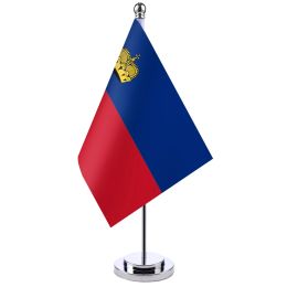 Accessories 14x21cm Office Desk Flag Of Liechtenstein Banner Boardroom Table Stand Pole The Liechtenstein National Flag Meeting Room Decor