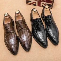 Dress Shoes Men's Formal Fashion Italian Style Business Office Wedding Solid Colour Lace-up