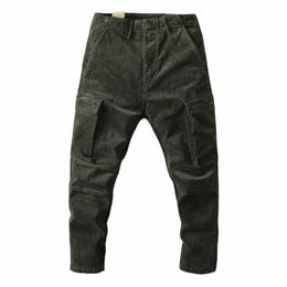 366# Winter New American Retro Heavyweight Corduroy Cargo Pants Men's Fi Wed Muti-pocket Loose Casual Straight Trousers t4Vw#