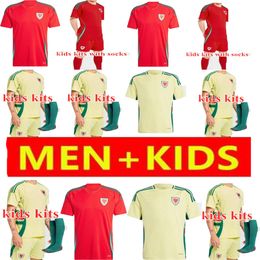 Wales national football team Football Jersey WILSON RAMSEY BALE Euro Cup New National Team 24 25 Shirt Men Kids Kit Full Set Home Red Away Yellow Uniform BROOKS JOHNSON