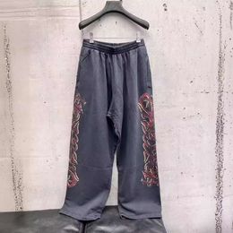 Edition Paris New Flame Graffiti Printed World Men's and Women's Same Style Casual Sanitary Pants