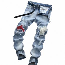 denim Jeans Distred Medium Beard Effect Casual Fi Pants Plus Size Men Retro Hip Hop Party Street Large Size z2Co#