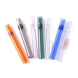 colroful thick pyrex 4inch One Hitter Bat Cigarette Holder Glass Steamroller Pipe filters for tobacco dry herb oil burner hand pipe 11 LL