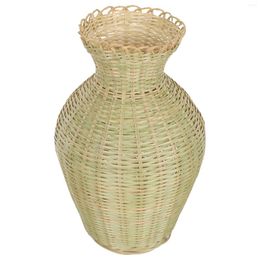 Vases Hand Woven Flower Basket Vase: Wooden Vase Rustic Style Decorative Dried Pot For Weddings Home Decor