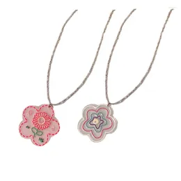 Pendant Necklaces Bohemian Beaded Necklace Summer Acrylic Flower Hawaii Beach Jewellery Suitable For Ladies And Girls
