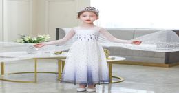 Retail kids Girls dress snow queen diamond tutu Pleated princess dresses short and long Christmas designer Luxury party cosplay cl5719865
