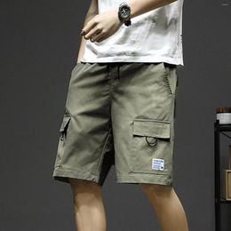 Men's Shorts Cargo Short Pants Classic Solid Colour Multi-Pocket Trunks Drawstring Breeches Knee Outdoor Sports Leisure Bottoms