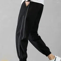 Men's Pants 2024 Summer Minimalist Fashion Trend Ice Silk Leggings Versatile Casual Solid Color Loose Fitting Temperament