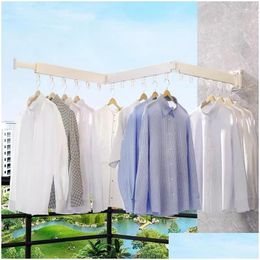 Hangers Racks Wall Mounted Clothes Drying Rack Aluminium Retractable Hanger Space Saving Collapsible Dryer For Balcony Parlour Laundry Ot6Uk