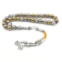 Tasbih Cracked Golden Crystal misbaha muslim Bracelet Eid gift 33 prayer beads Yellow thread tassel islamic rosary bead 240313