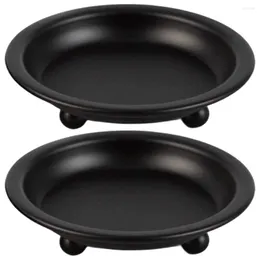 Candle Holders American Retro Black Metal Dish Candlestick Desktop Decoration Disc Base Set Plate Wedding