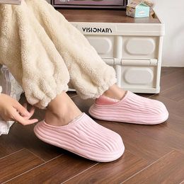 Slippers Winter Women's EVA Waterproof Warm Plush Home Indoor Household Light Solid Color Couple Flat Shoes Size 36-41