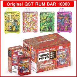 Original RUM BAR 10000 Puff Electronic Cigarette Disposable Vape Starter Kit 14ml Battery 550mAh Rechargeable E-Cigarette Vape