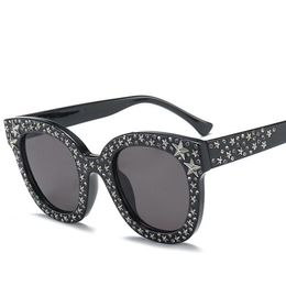 New Luxury Sunglasses for Women Crystal Square Sunglasses Mirror Retro Full Star Sun Glasses Female Black Grey Shades3026731
