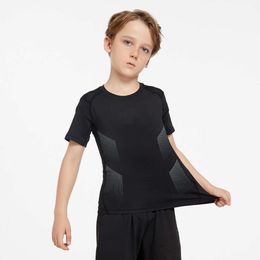 Flash Shipping Spring/summer Children's Quick Drying Elastic T-shirt, Tight Fitting Training Men's Fiess Suit, Running Basketball Pants, Sports Football Suit