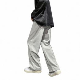Erkekler Sıradan Pantolon Sonbahar Yeni Sokak Gevşek Düz Geniş Bacaklı Pantolon Öğrenciler Açık Gezleme Spor Pantolonları Gri Taytlar 3XL 337J#