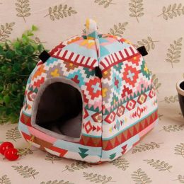 Cages Pet Hamster Tent Winter Warm Sugar Glider Hammock Cage Sleeping Bed Small Animal Guinea Pig House Habitat Nest Cube Hide Cave