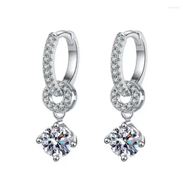 Stud Earrings S925 Sterling Silver - A Double Wear Earring For Women's Korean Edition Full Diamond 50 Cent Moissanite