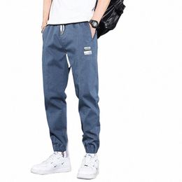 mingyu Brand Cott Loose Harem Pants Men Elastic Waist Ankle Length Pant Blue Thick Loose Joggers Cargo Trousers Male Size 38 J7jQ#