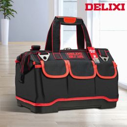 lasapparatuur Delixi New Large Space Multifunction Tool Bag Multipocket Waterproof Antifall Storage Bag 1680d Oxford Cloth Electrician Bag