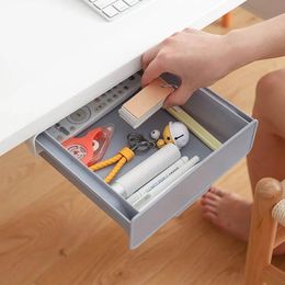 Under Drawer Box Hidden Table Under Paste Plastic Kitchen Storage Holder Desk Organiser Memo Pen Stationery Storage Box Case Big