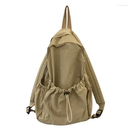 Backpack Canvas Cloth For Women Solid Colour Lightweight Knapsack Laptop Nylon Travel Bag Unisex