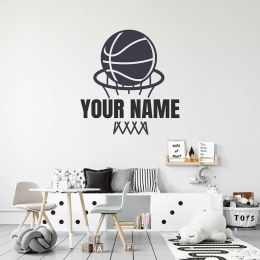 Stickers Custom Name Basketball Net Sport Wall Decal Playroom Kids Roon Personalized Name Basket Ball Player Wall Sticker Bedroom Vinyl D