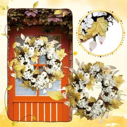 Decorative Flowers Autumn Outdoor Front Door Garland With Lights Welcome To Bow Decoration Atmosphere