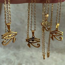 Pendant Necklaces Stainless Steel Ancient Egypt Symbol Necklace Vintage Egyptian Pharaoh Eye of Horus Pendant Necklaces For Women Fashion JewelryC24326