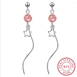 Dangle Earrings Delicate 925 Sterling Silver Chain Star Wave Long Tassel For Women Gift Pendientes Oorbellen S-E950