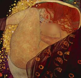 Calligraphy Gustav Klimt Oil Painting Reproduction on Linen Canvas,Danae,Free Fast Shipping,100% handmade,Museum Quality