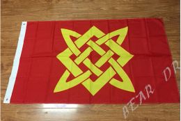 Accessories 3X5FT High Quality Sun Slavs Flag Polyester Russian Spinning Wheel Slavic Kolovrat Runes Banners Free Shipping