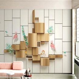 Wallpapers 3D Stereoscopic Flamingos Bird Po Wall Mural For Living Room Bedroom Custom Any Size Decor Papel Scenery